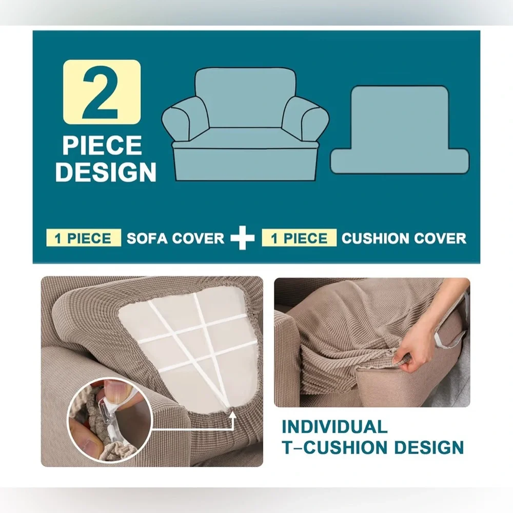 Turquoize ArmChair Slipcover with Individual T Cushion Seat Covers